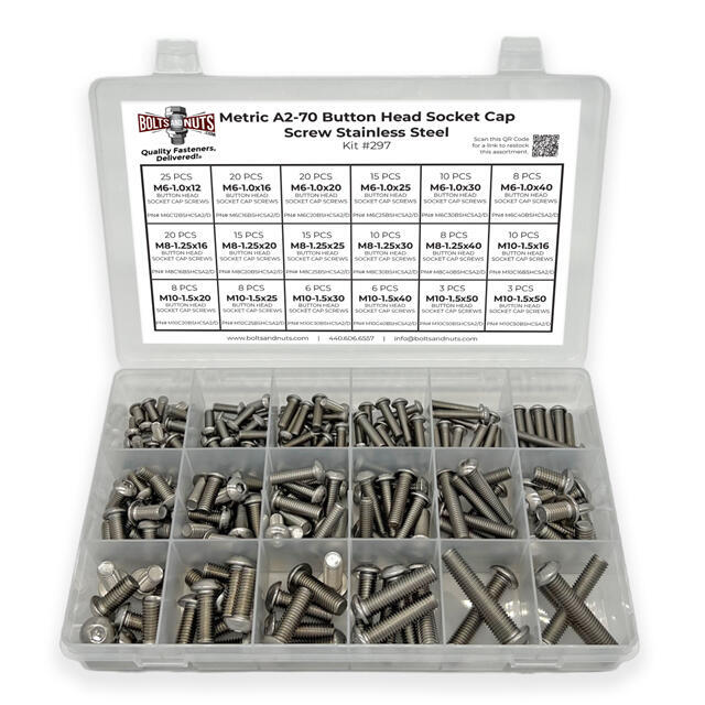 Metric A2-70 Allen Button Head Socket Cap Screws Bolts Stainless Steel Assortment - 211 PCS