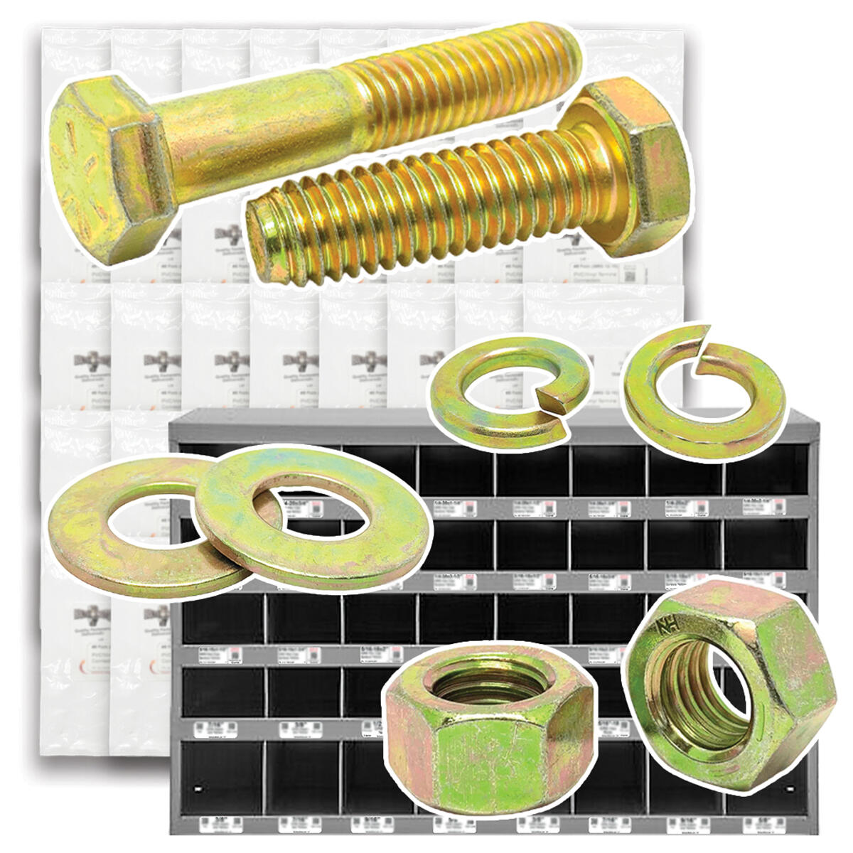 Inch Grade 8 Fine Hex Cap Screws, Hex Nuts, Flat & Lock Washers - 2012 PCS