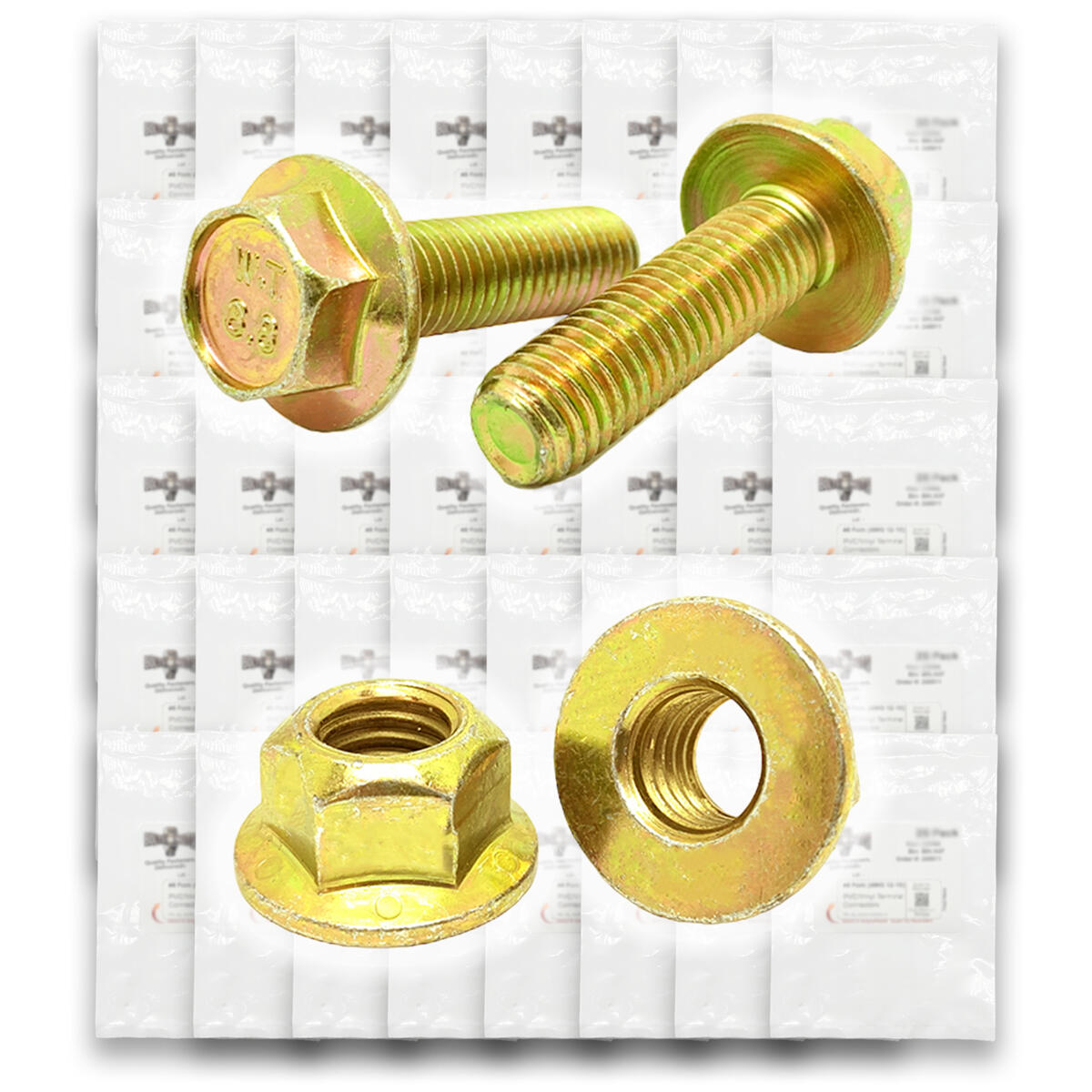 Inch Grade 8 Hex Flange Bolts & Flange Lock Nuts Zinc Yellow Assortment - 692 PCS