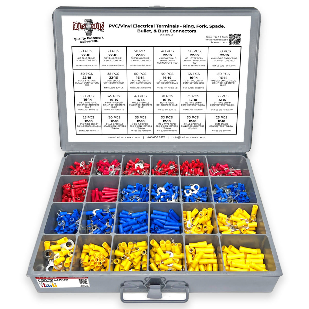 PVC/Vinyl Insulated Terminal Connectors Assortment - 961 Pieces