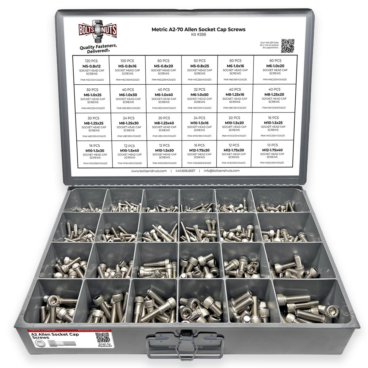 Metric Stainless Steel A2-70 Allen Socket Cap Screws - 905 PCS