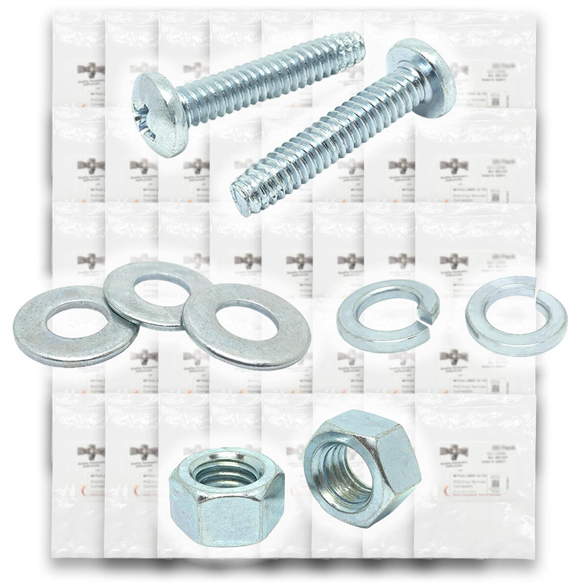 Inch Phillips Pan Head Machine Screws, Hex Nuts, Flat & Lock Washers - 3555 PCS