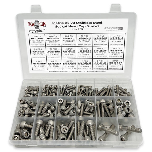Metric Allen Socket Head Cap Screws Bolts A2-70 Stainless Steel Assortment - 211 PCS
