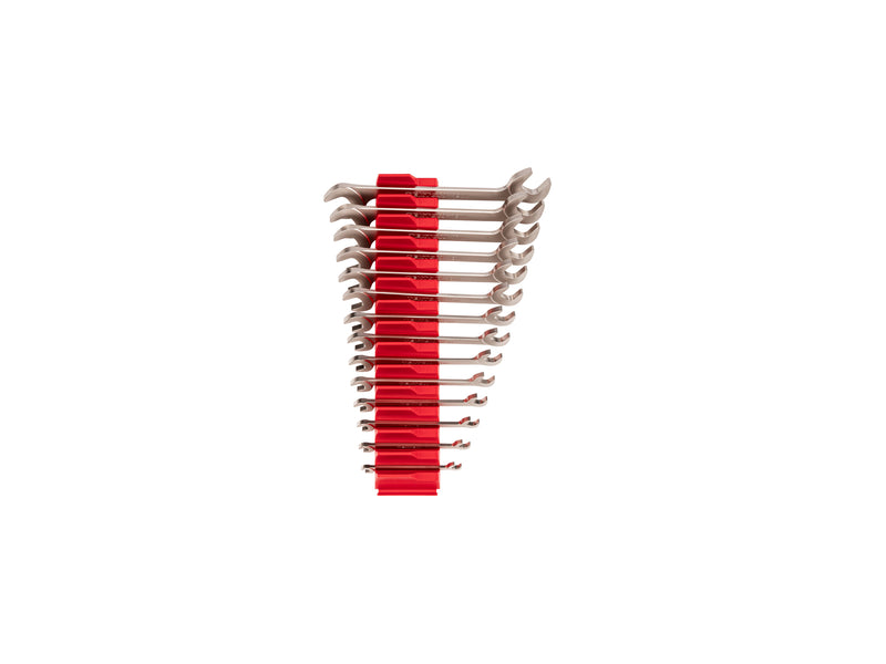 Angle Head Open End Wrench Set with Modular Organizers, 14-Piece (6-19 mm)