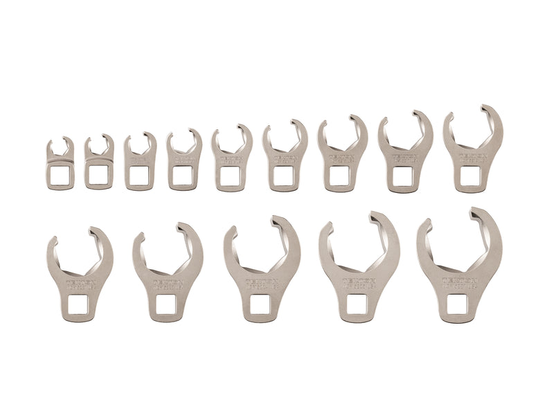 3/8 Inch Drive 6-Point Flare Nut Crowfoot Wrench Set, 14-Piece (5/16 - 1-1/16 in.)