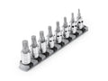 3/8 Inch Triple Square Bit Socket Set with Rail, 8-Piece (M4 - M12)