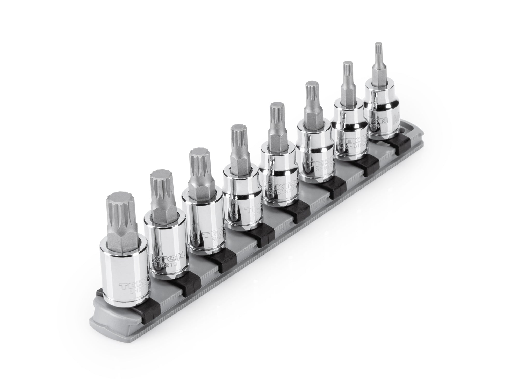 3/8 Inch Triple Square Bit Socket Set with Rail, 8-Piece (M4 - M12)