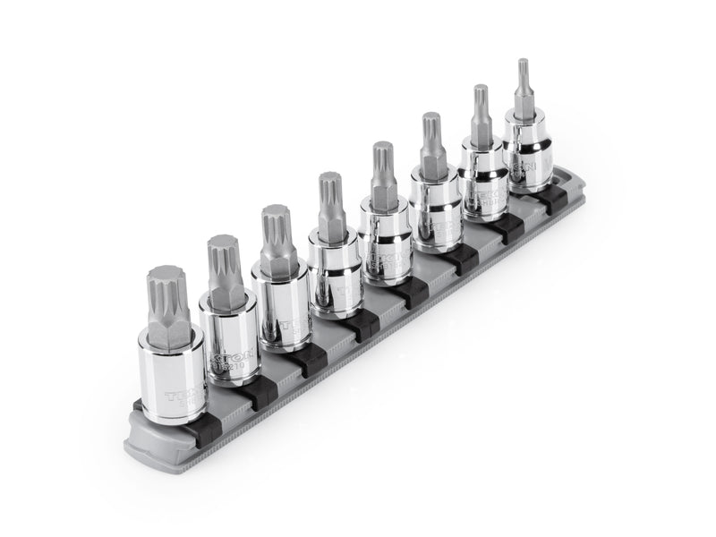 3/8 Inch Triple Square Bit Socket Set with Rail, 8-Piece (M4 - M12)