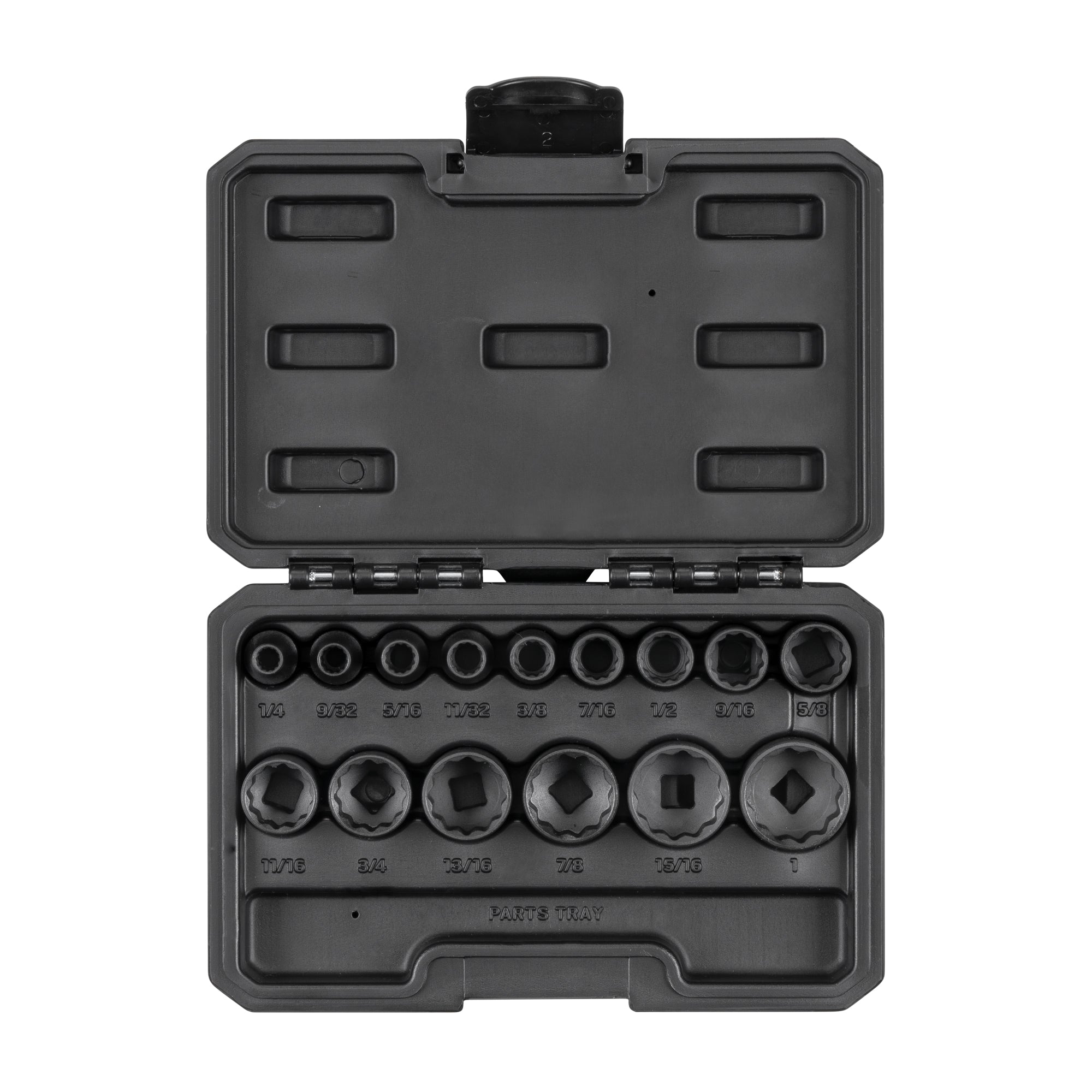 3/8 Inch Drive Shallow 12-Point Impact Socket Set with Case, 15-Piece (1/4 - 1 in.)