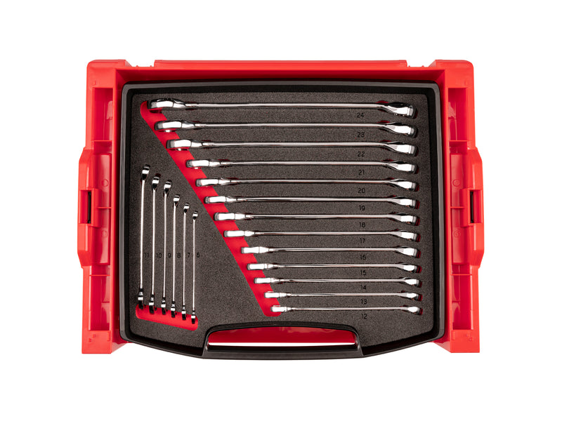Combination Wrench Set with Open Top Drawer and Rack, 19-Piece (6 - 24 mm)