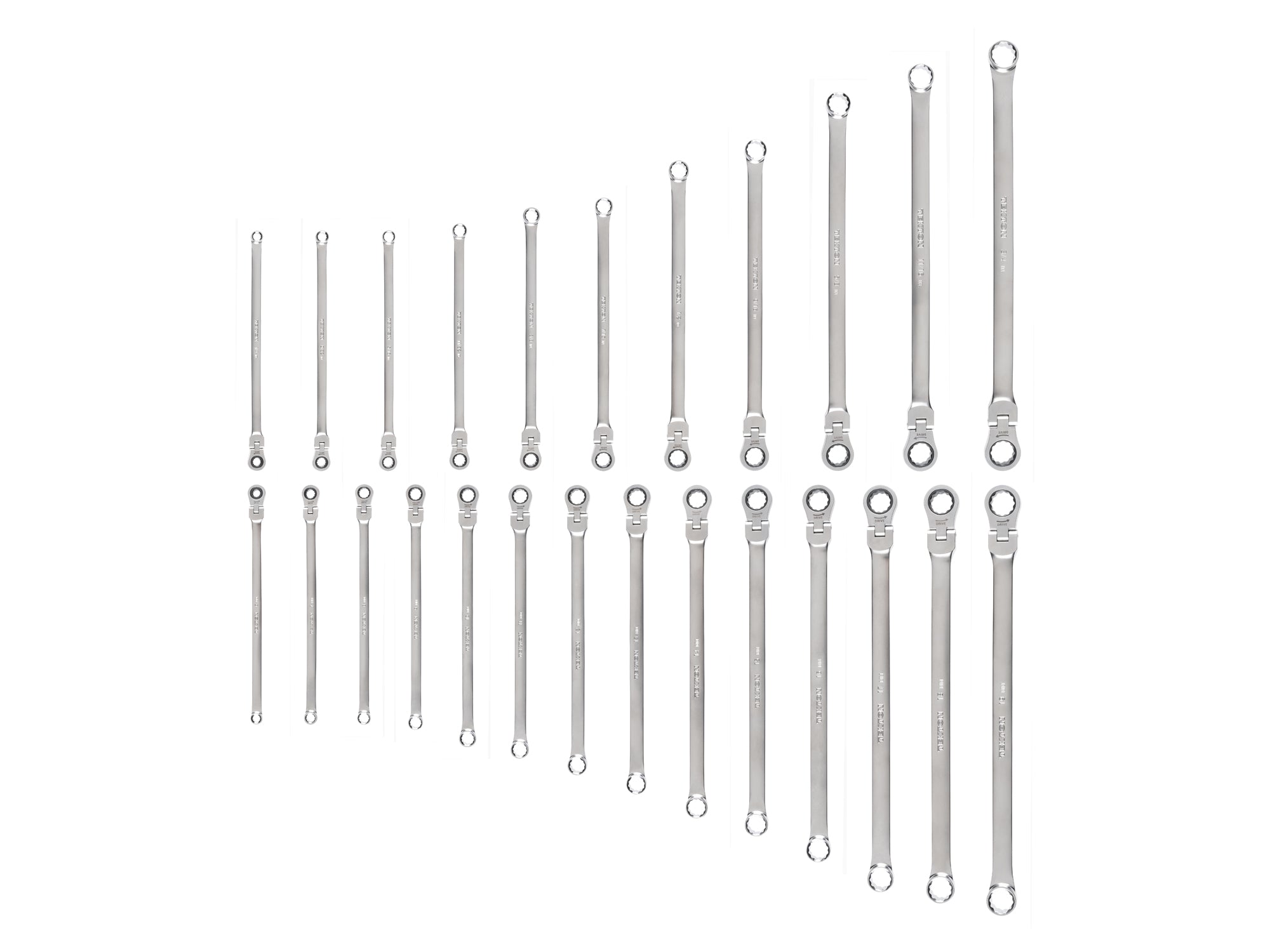 Long Fixed/Flex Head 12-Point Ratcheting Box End Wrench Set, 25-Piece (1/4-3/4 in., 6-19 mm)