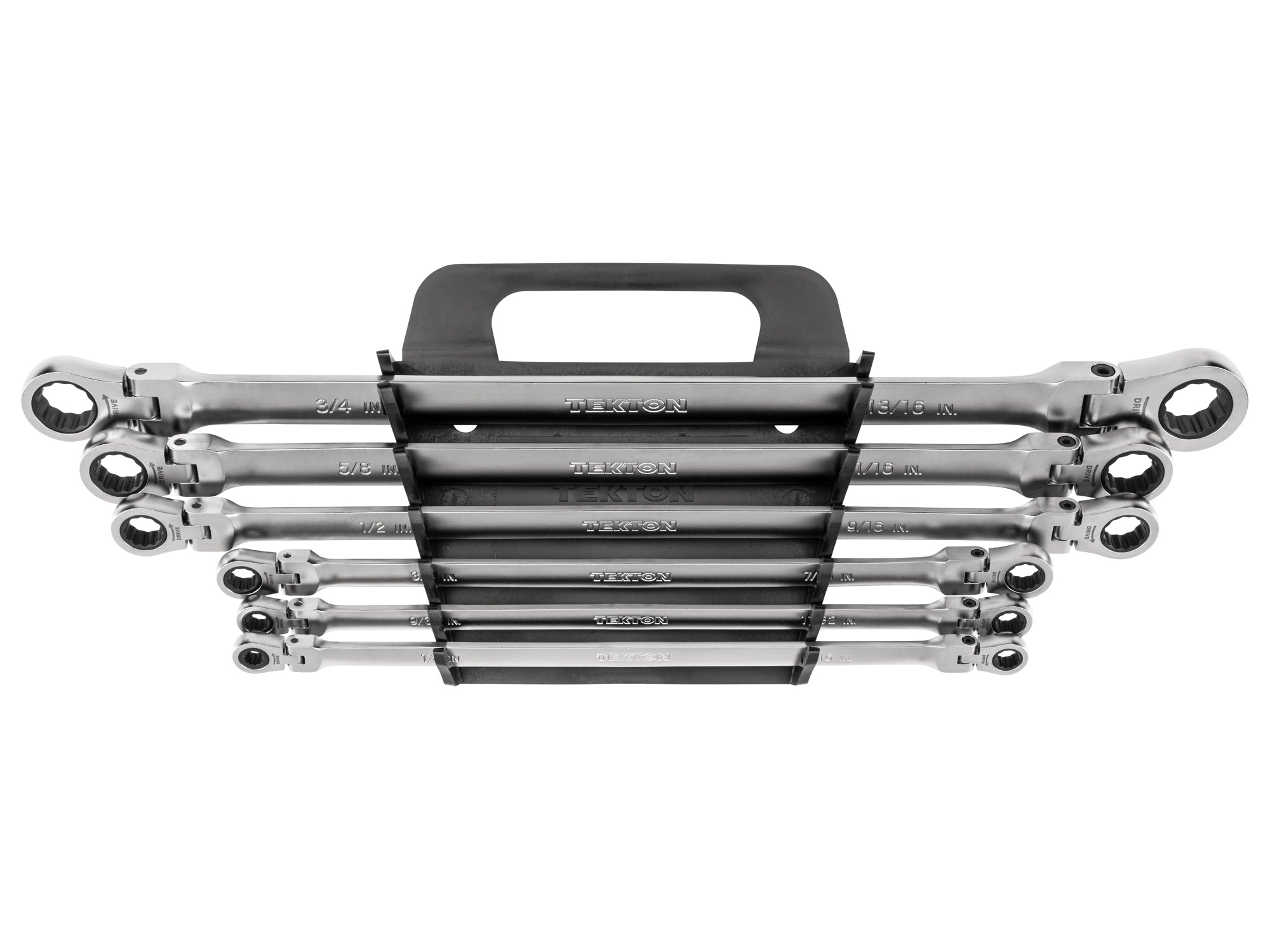 Long Flex Head 12-Point Ratcheting Box End Wrench Set with Holder, 6-Piece (1/4-13/16 in.)