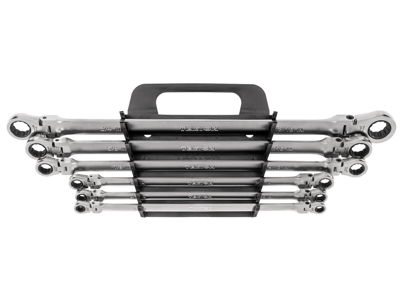 Long Flex Head 12-Point Ratcheting Box End Wrench Set with Holder, 6-Piece (1/4-13/16 in.)