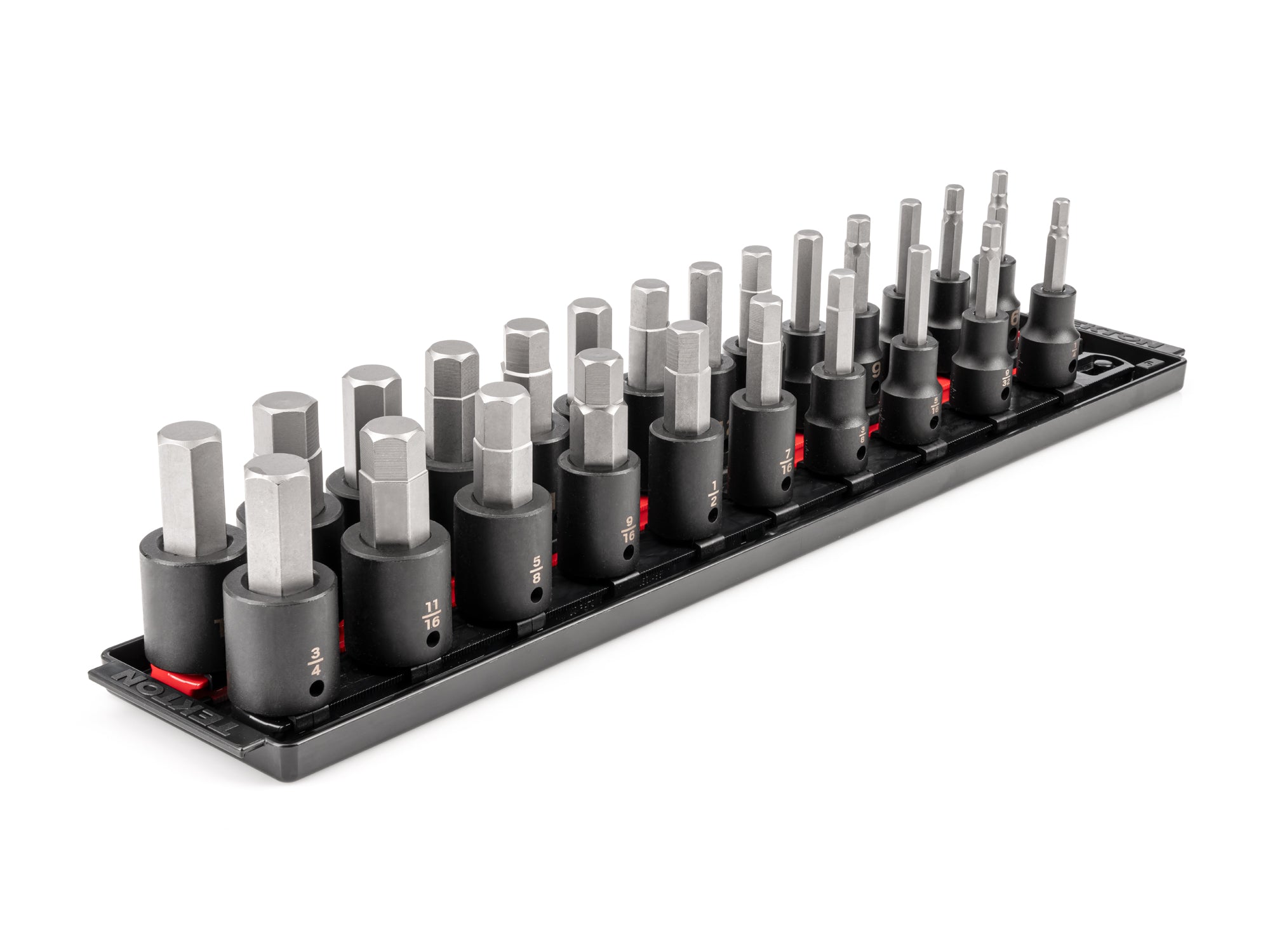 1/2 Inch Drive Hex Impact Bit Socket Set with Rails and Tray, 24-Piece (1/4 - 3/4 in., 6 - 19 mm)