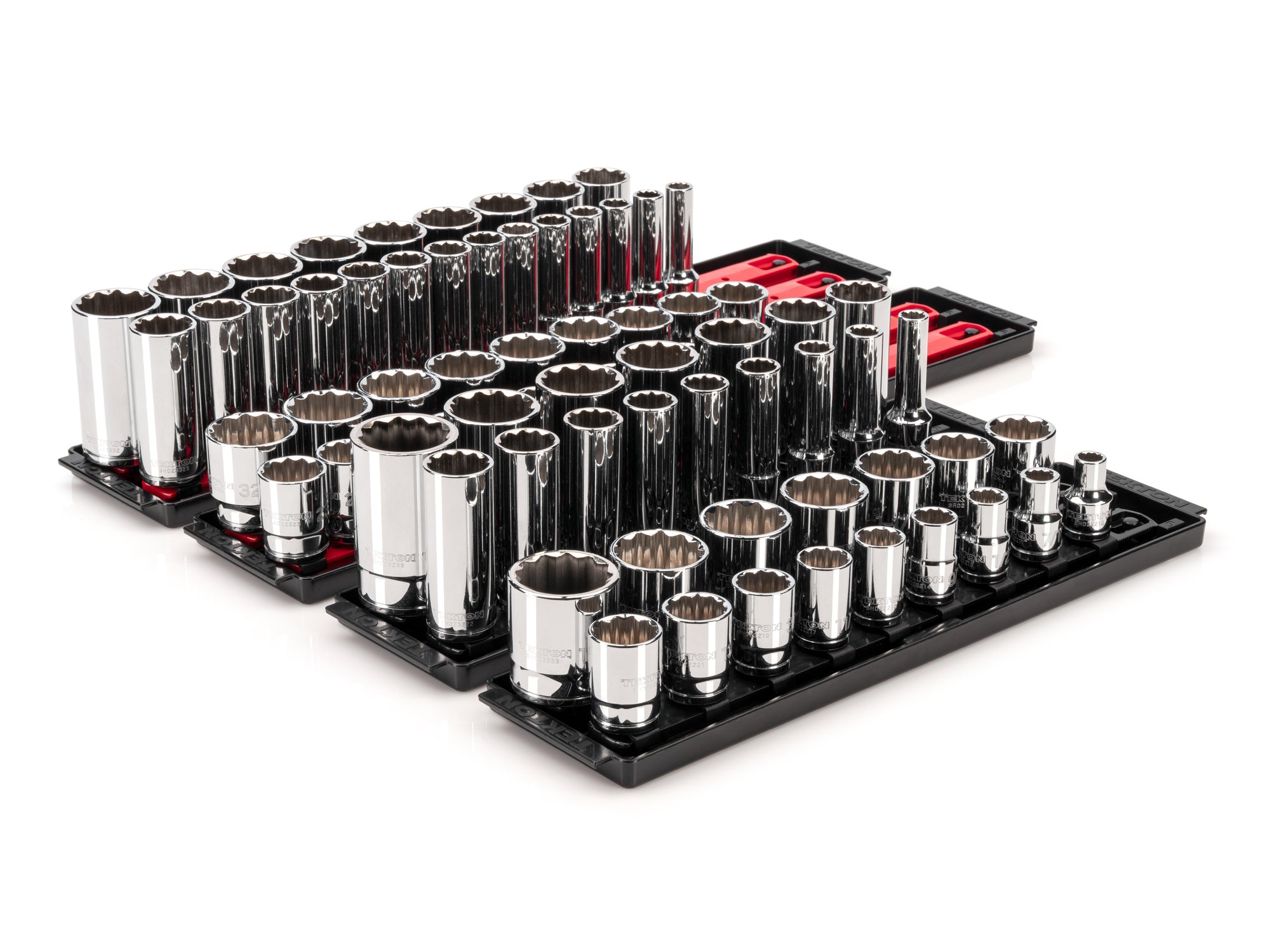 1/2 Inch Drive Shallow and Deep 12-Point Socket Set with Rails and Trays, 78-Piece (3/8 - 1-5/16 in., 10-32 mm)