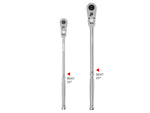 3/8, 1/2 Inch Drive Flex Head Quick-Release Bent Handle Long Ratchet Set, 2-Piece (12, 14 in.)
