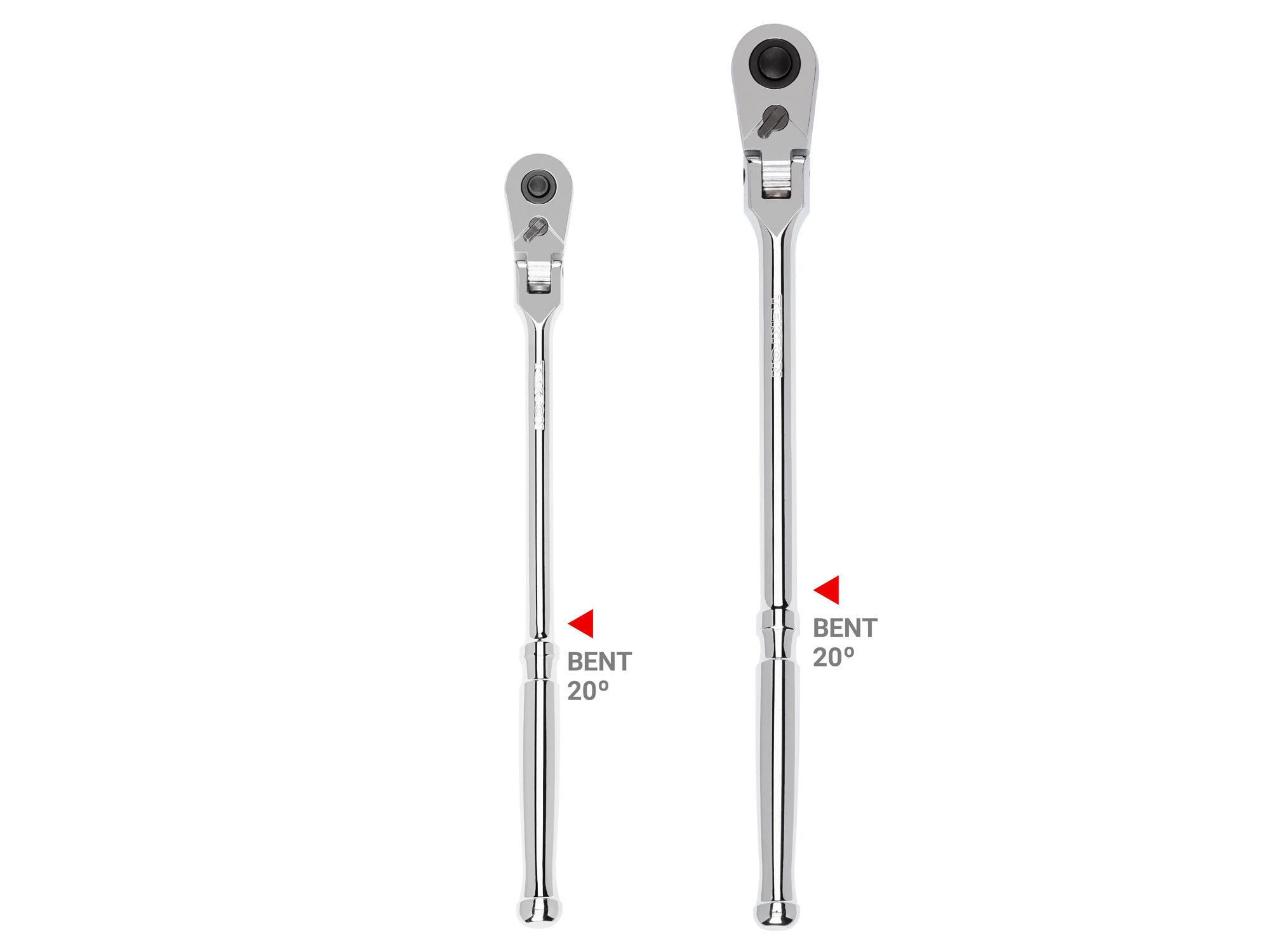 3/8, 1/2 Inch Drive Flex Head Quick-Release Bent Handle Long Ratchet Set, 2-Piece (12, 14 in.)