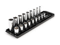 3/8 Inch Drive Shallow and Deep 6-Point Socket Set with Rails and Tray, 18-Piece (5/16 - 3/4 in.)