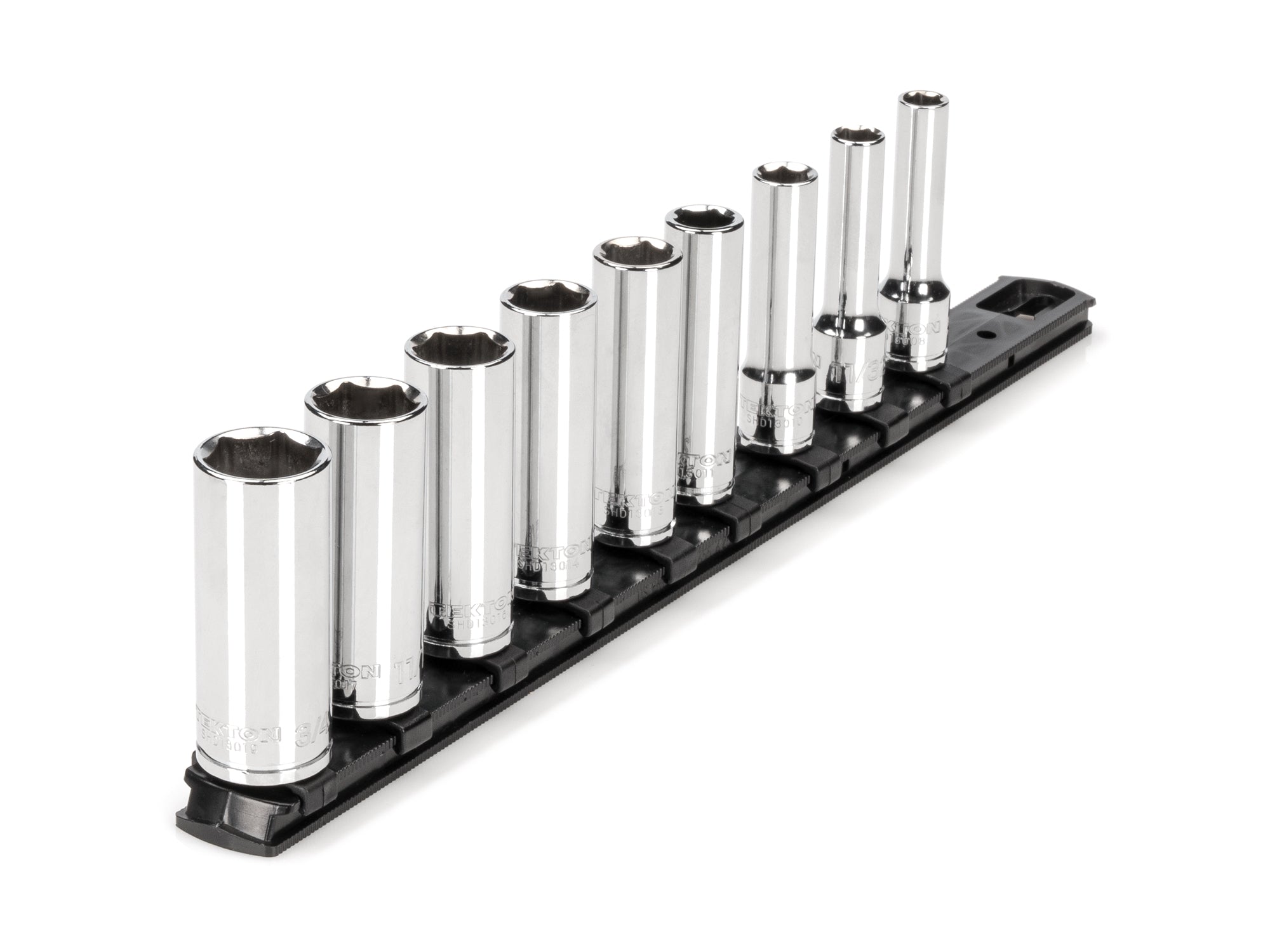3/8 Inch Drive Deep 6-Point Socket Set with Rail, 9-Piece (5/16 - 3/4 in.)
