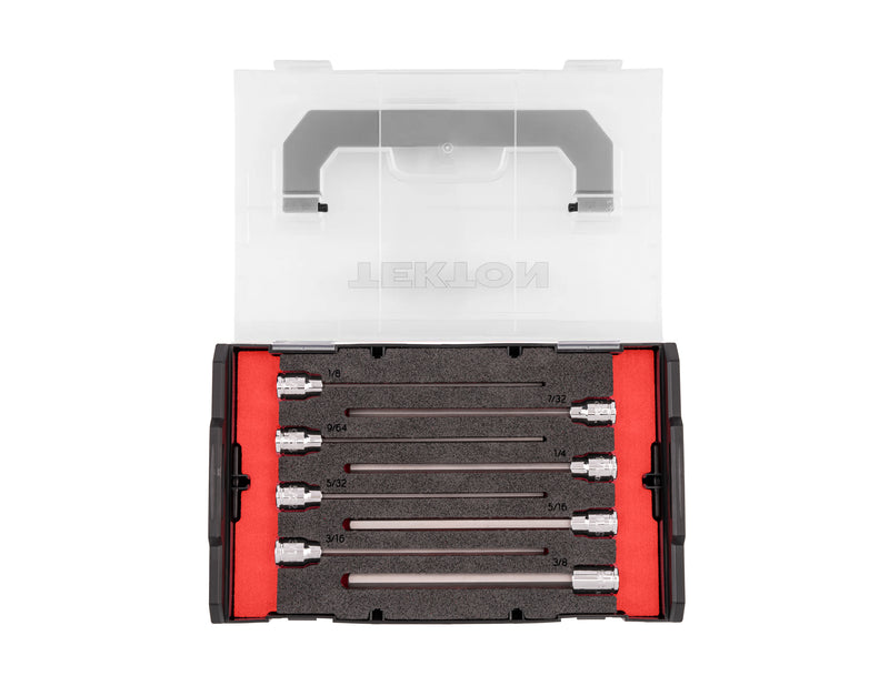 3/8 Inch Drive Long Hex Bit Socket Set with Mini Stacking Tool Box, 8-Piece (1/8 - 3/8 in.)