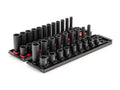 3/8 Inch Drive Shallow and Deep 12-Point Impact Socket Set with Rails and Trays, 42-Piece (5/16 - 3/4 in., 8 - 19 mm)