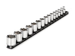 3/8 Inch Drive Shallow 6-Point Socket Set with Rail, 15-Piece (1/4 - 1 in.)