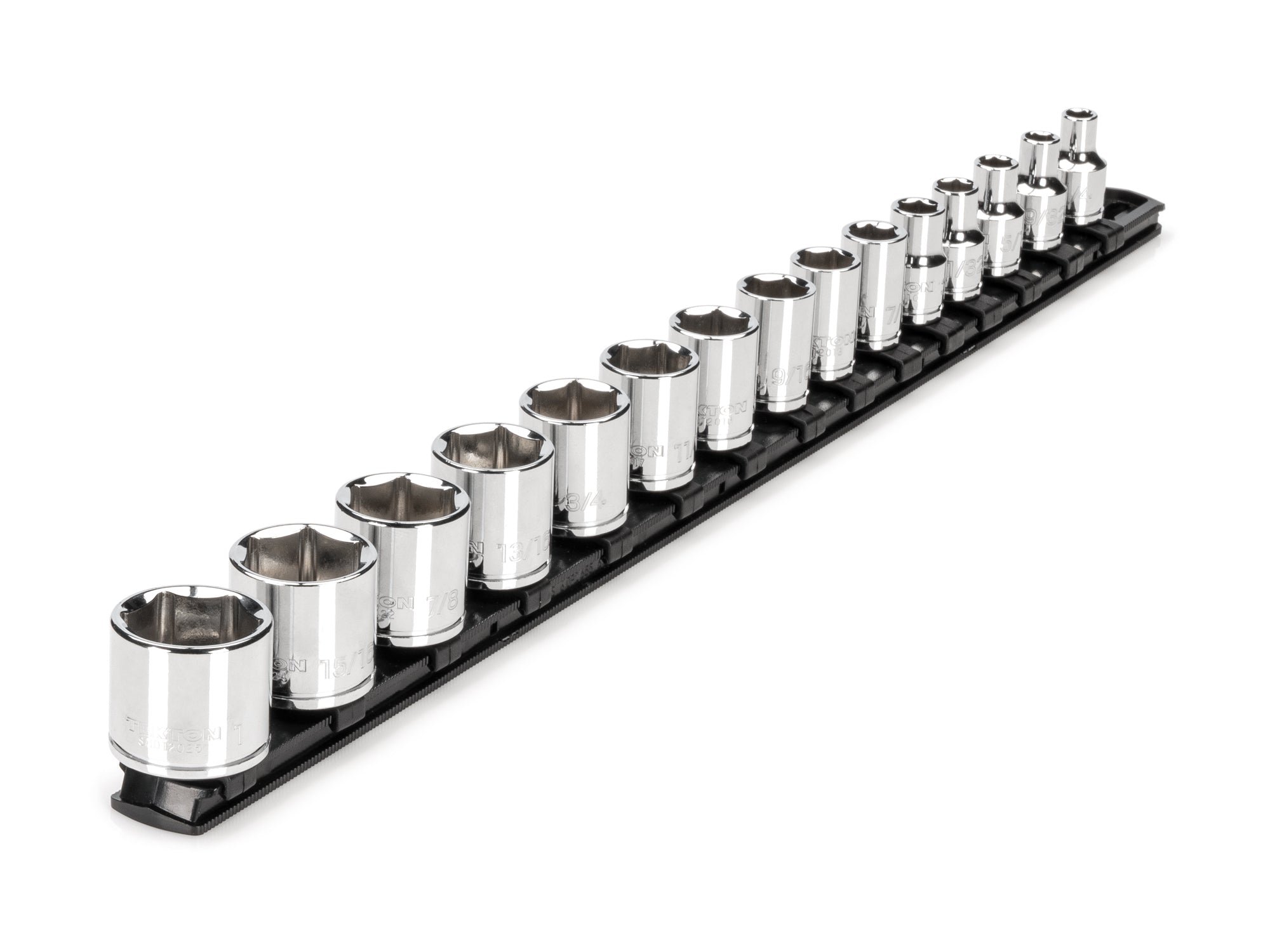 3/8 Inch Drive Shallow 6-Point Socket Set with Rail, 15-Piece (1/4 - 1 in.)