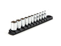 1/4 Inch Drive Shallow 12-Point Socket Set with Rail, 11-Piece (5/32 - 9/16 in.)
