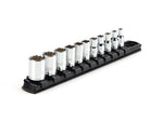 1/4 Inch Drive Shallow 12-Point Socket Set with Rail, 11-Piece (5/32 - 9/16 in.)