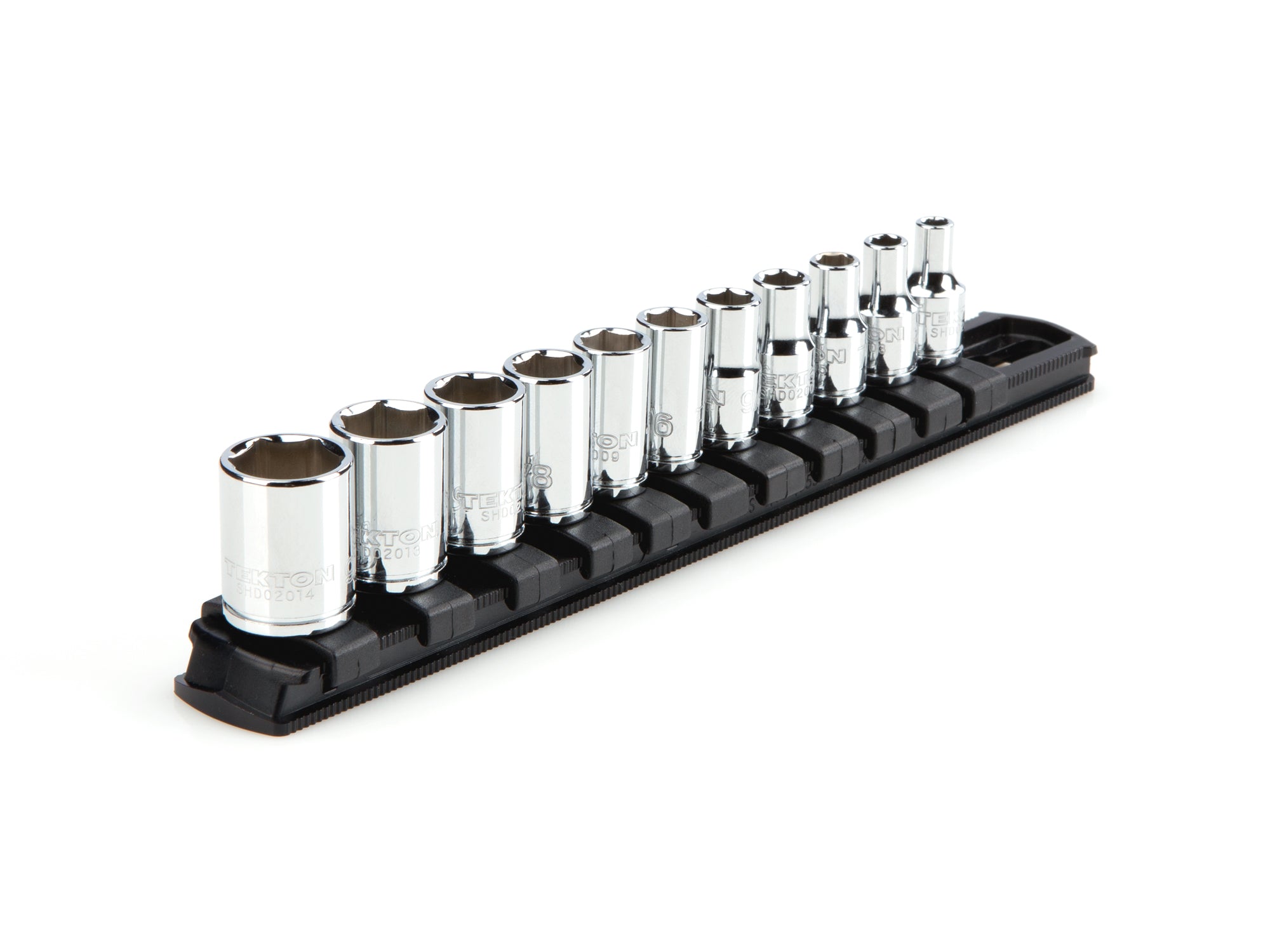 1/4 Inch Drive Shallow 6-Point Socket Set with Rail, 11-Piece (5/32 - 9/16 in.)