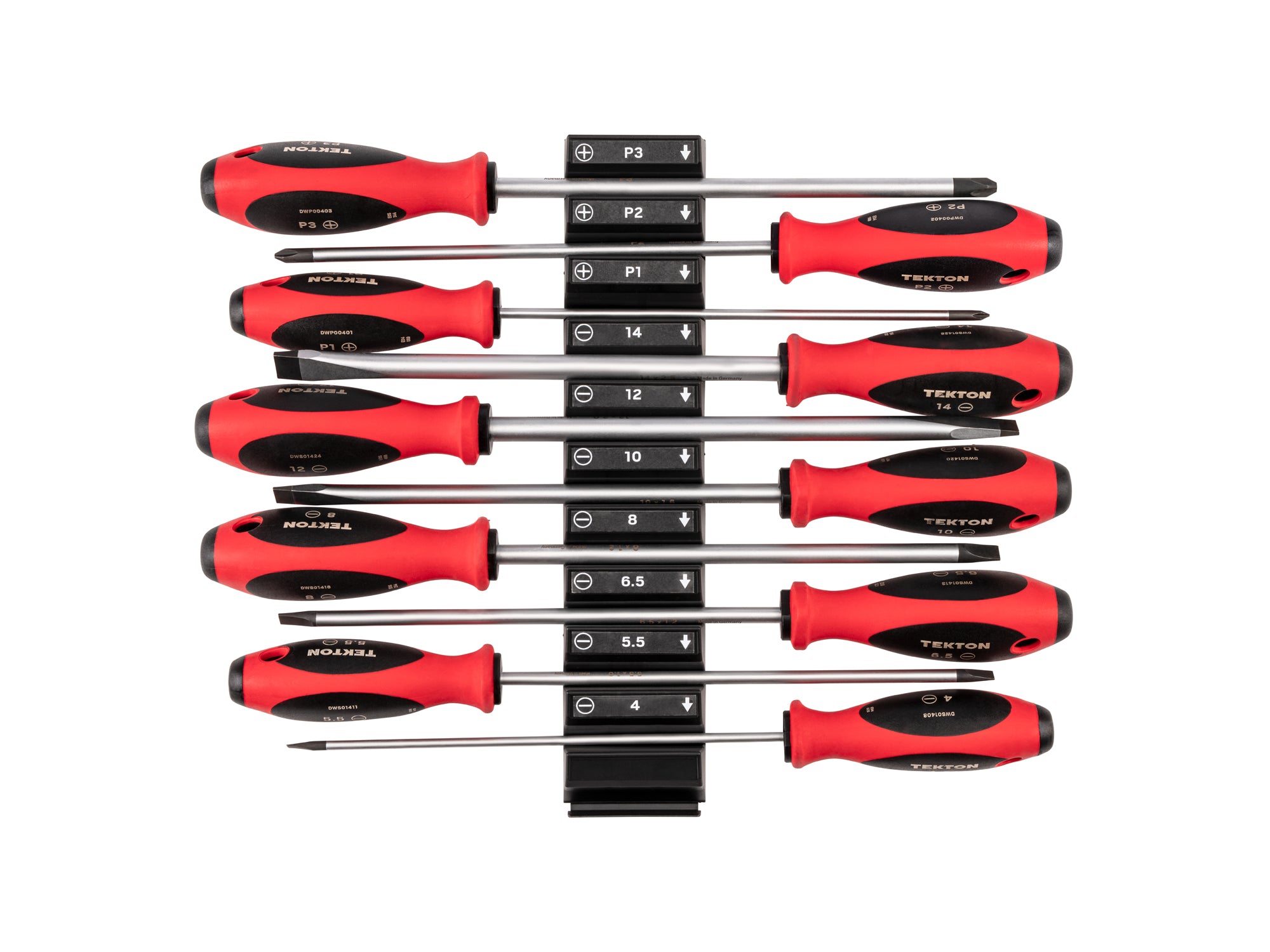 Phillips and Slotted Screwdriver Set with Modular Organizers - 8 Inch Shanks, 10-Piece (#1 - #3, 4 - 14 mm)