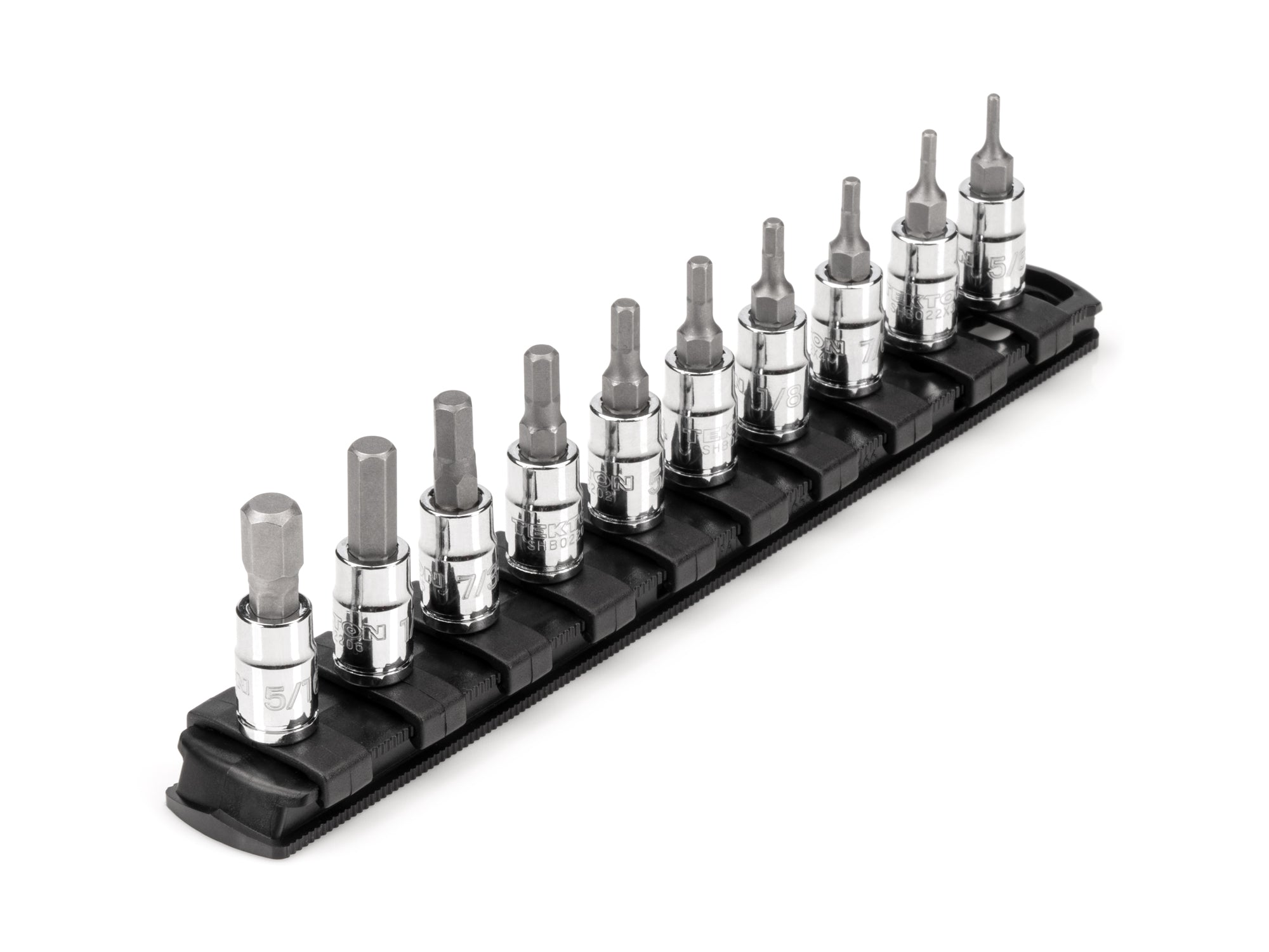 1/4 in Drive Hex Bit Socket Set with Rail, 10-Piece (5/64 - 5/16 in.)
