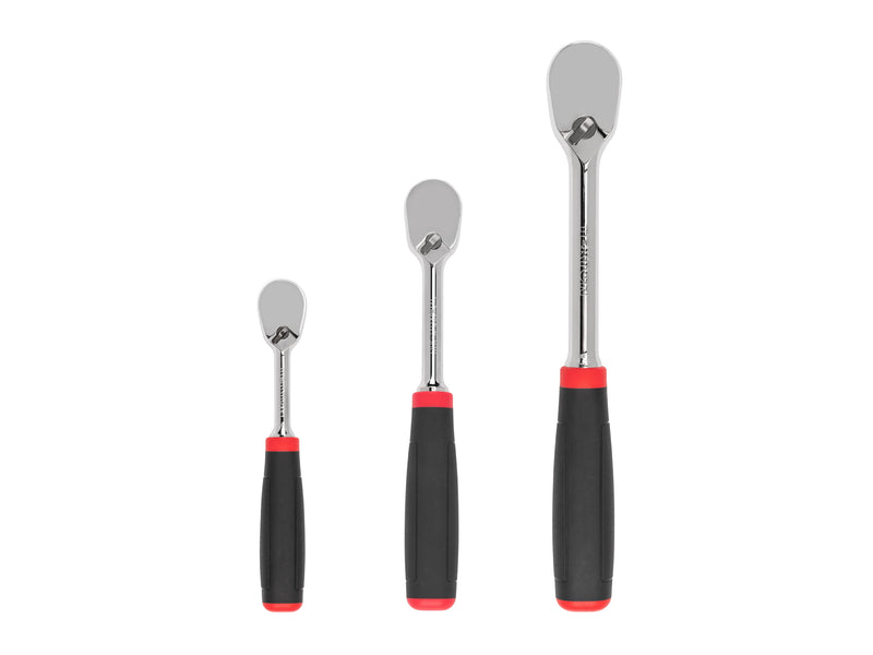 1/4, 3/8, 1/2 Inch Drive Non-Quick-Release Comfort Grip Ratchet Set, 3-Piece (6, 8, 10-1/2 in.)