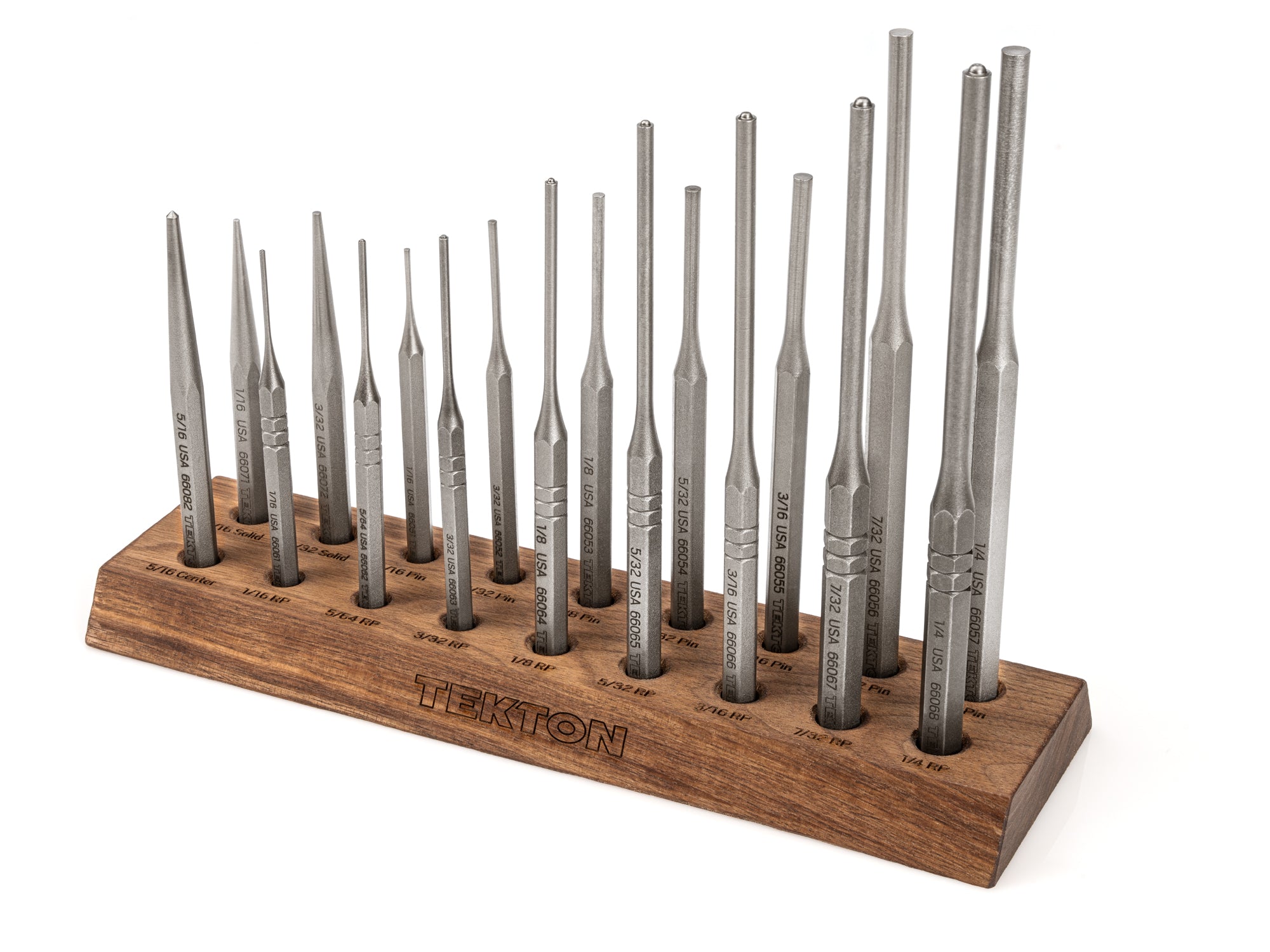 Punch Set with Walnut Block (18-Piece)