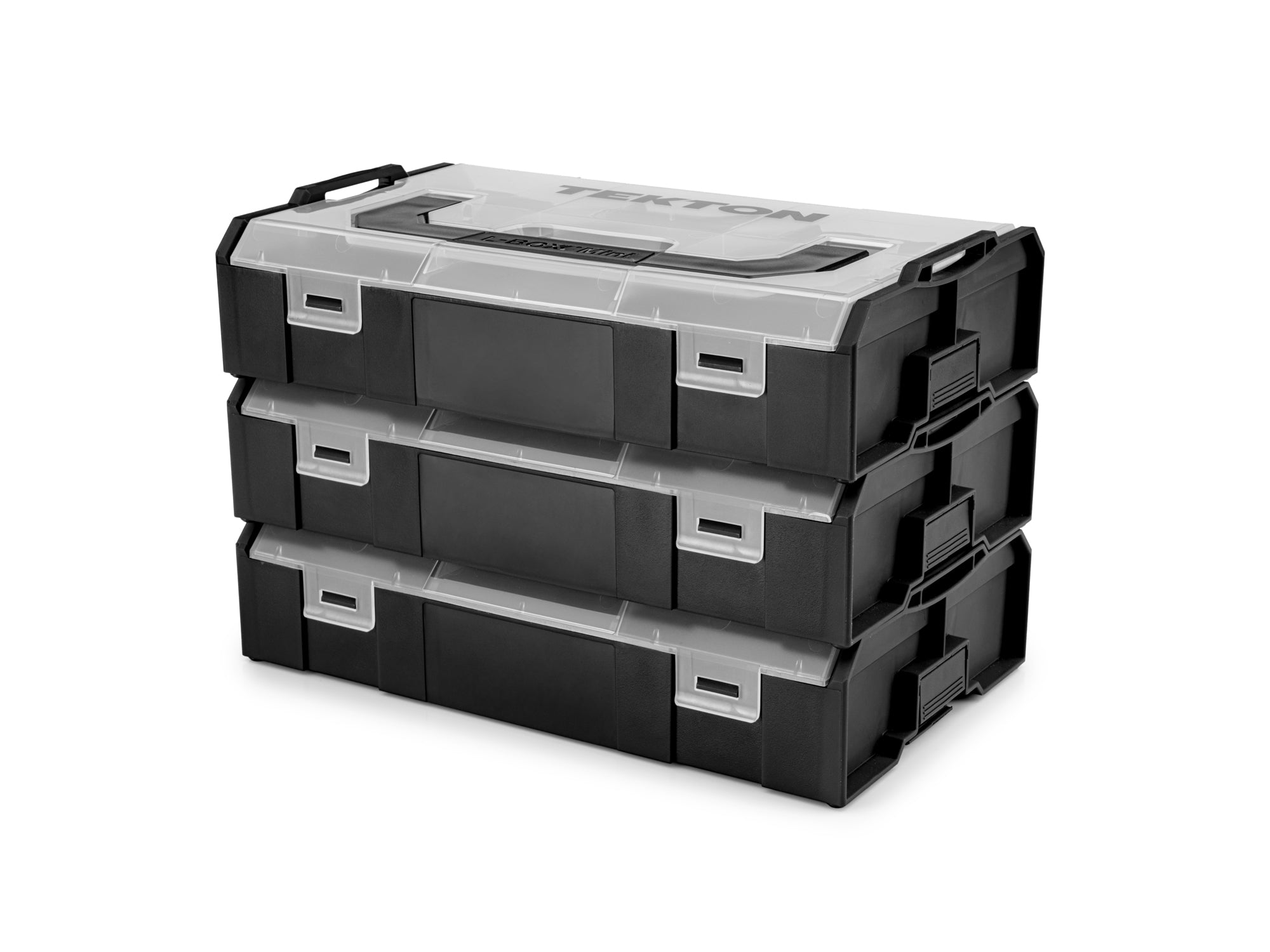 Black Mini Stacking Tool Box with Dividers (3-Piece)