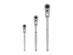1/4, 3/8, 1/2 Inch Drive Flex Head Quick-Release Ratchet Set, 3-Piece (6, 8, 10-1/2 in.)