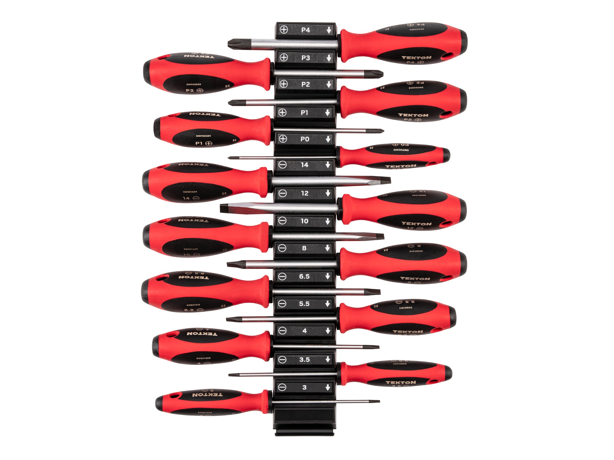 Phillips and Slotted Screwdriver Set with Modular Organizers - 4 Inch Shanks, 14-Piece (#0 - #4, 3 - 14 mm)