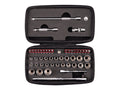 1/4 Inch Drive 12-Point Small Engine Shallow Socket, Bit, and Quick Release Ratchet Set with Case (50-Piece)