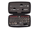 1/4 Inch Drive 12-Point Small Engine Shallow Socket, Bit, and Quick Release Ratchet Set with Case (50-Piece)