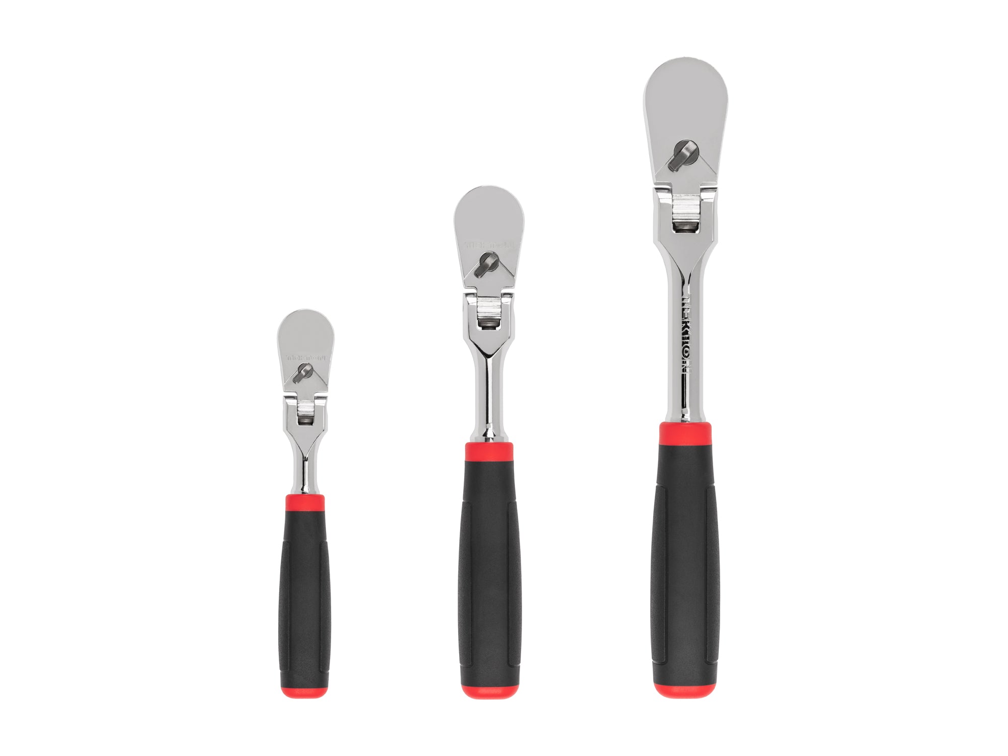 1/4, 3/8, 1/2 Inch Drive Flex Head Non-Quick-Release Comfort Grip Ratchet Set, 3-Piece (6, 8, 10-1/2 in.)