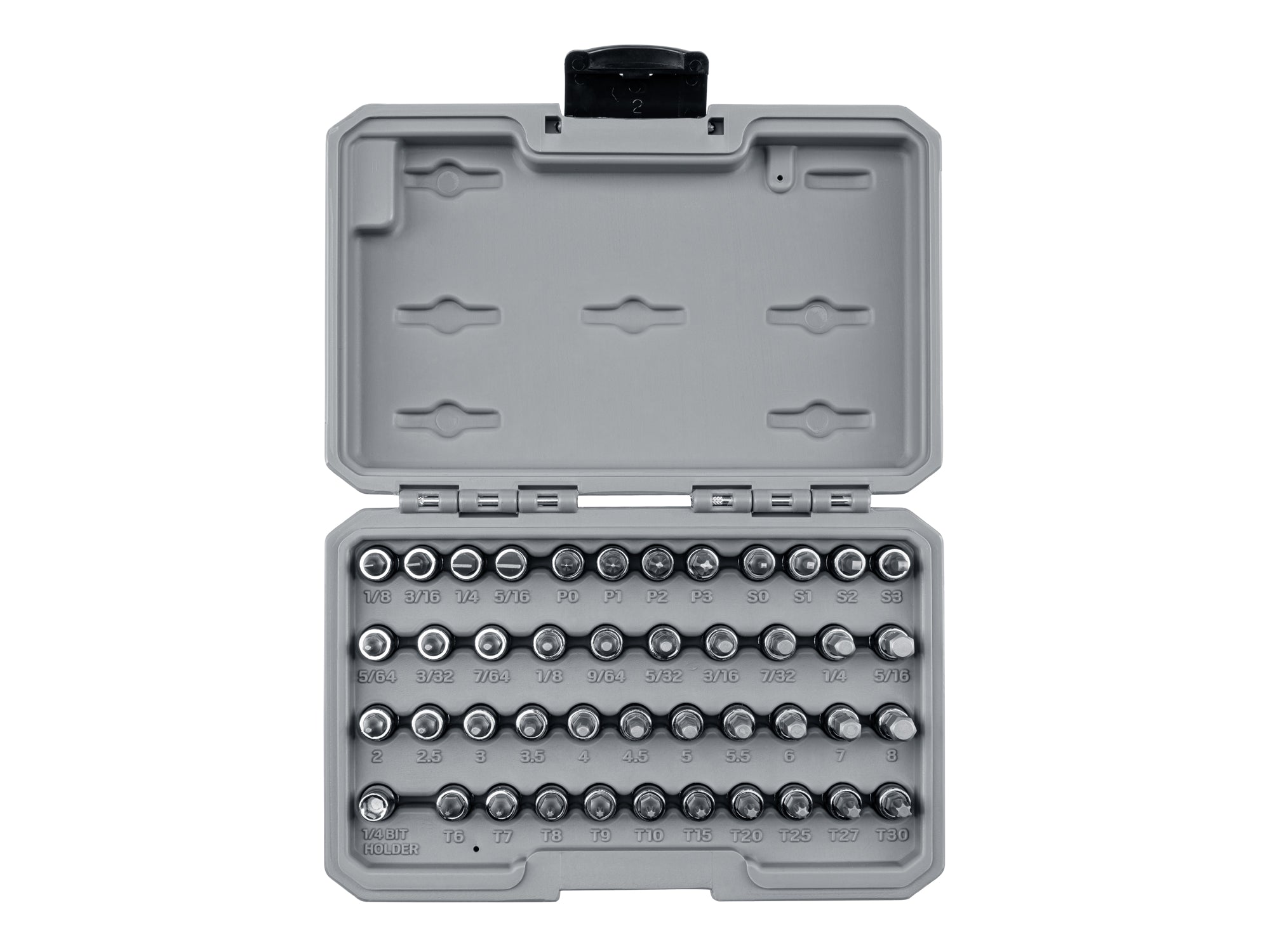 1/4 Inch Drive Hex, Torx, Phillips, Slotted, Square Bit Socket Set with Case (44-Piece)