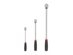 1/4, 3/8, 1/2 Inch Drive Non-Quick-Release Comfort Grip Long Ratchet Set, 3-Piece (9, 12, 18 in.)