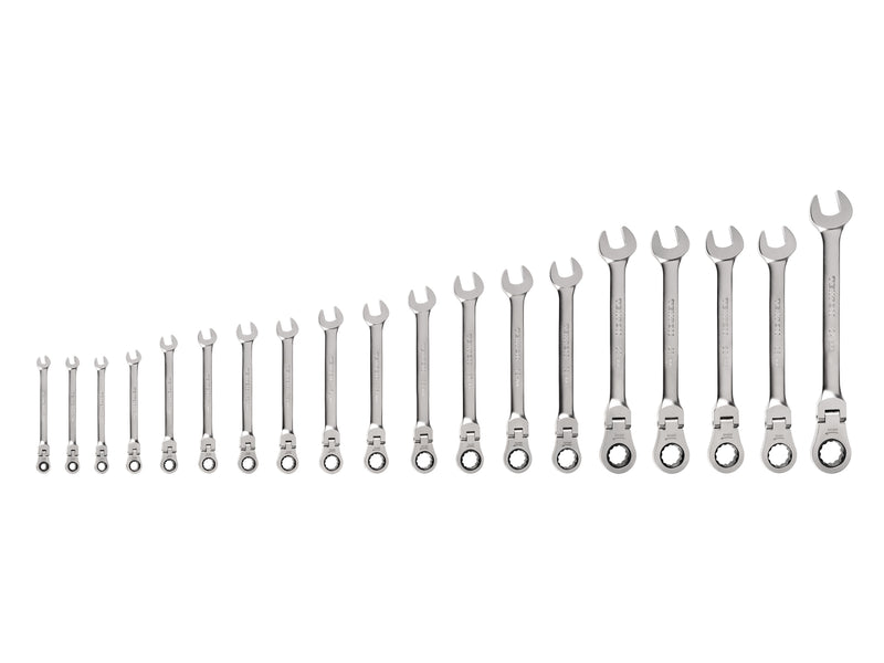 Flex Head 12-Point Ratcheting Combination Wrench Set, 19-Piece (6-24 mm)