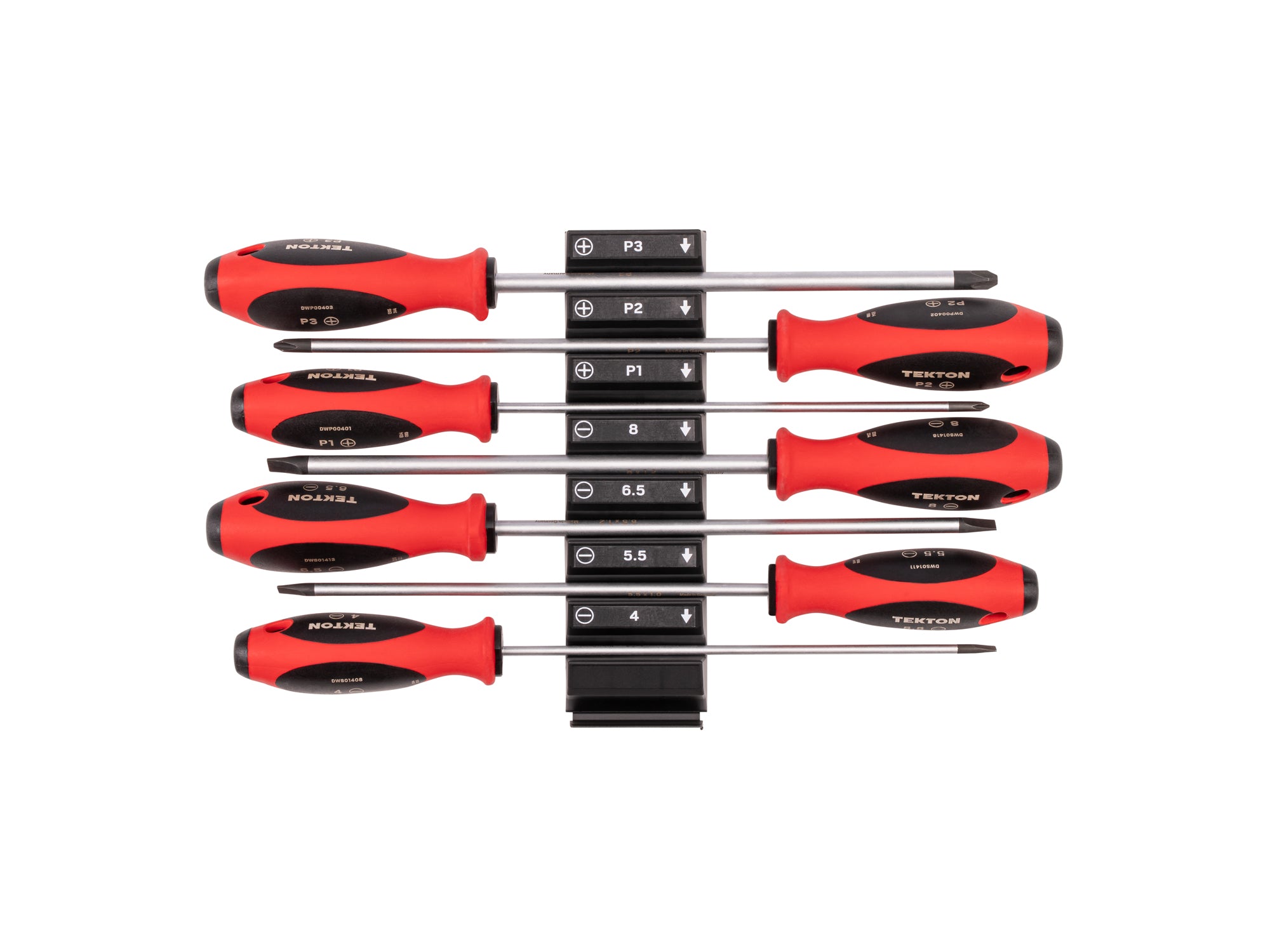 Phillips and Slotted Screwdriver Set with Modular Organizers - 8 Inch Shanks, 7-Piece (#1 - #3, 4 - 8 mm)