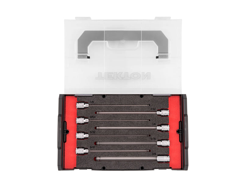3/8 Inch Drive Long Ball End Hex Bit Socket Set with Mini Stacking Tool Box, 8-Piece (1/8 - 3/8 in.)