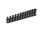 3/8 Inch Drive Shallow 6-Point Universal Joint Impact Socket Set, 12-Piece (8 - 19 mm)