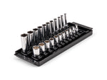1/4 Inch Drive Shallow and Deep 12-Point Socket Set with Rails and Tray, 22-Piece (5/32 - 9/16 in.)