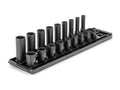 3/8 Inch Drive Shallow and Deep 12-Point Impact Socket Set with Rails and Tray, 18-Piece (5/16 - 3/4 in.)