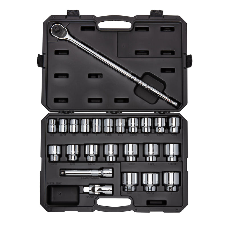 3/4 Inch Drive Shallow 12-Point Socket and Ratchet Set with Case, 24-Piece (3/4 - 2 in.)
