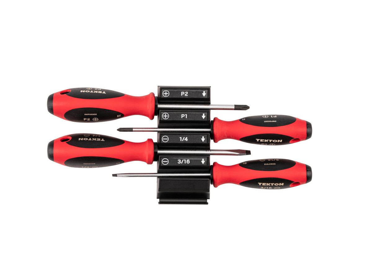 4 In One Screwdriver Phillips and Slotted Screwdriver Set with Modular Organizers - 4 Inch ...